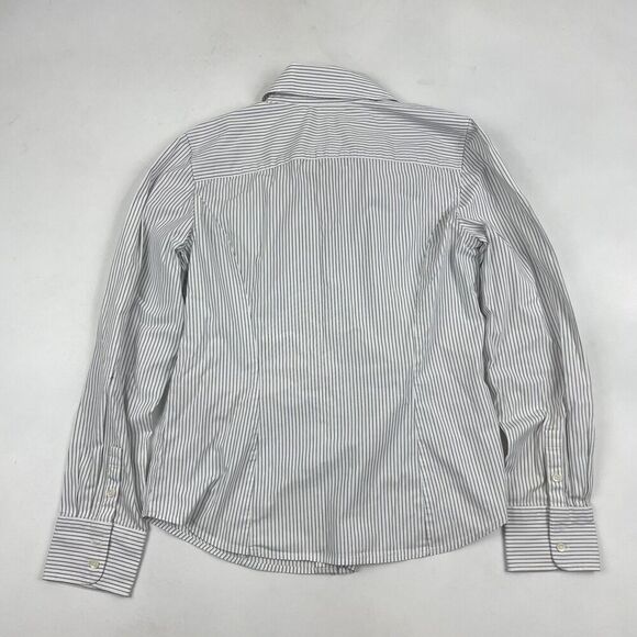 Talbots White Pinstriped Button Down Dress Career Shirt Size 8 Cotton Stretch - Picture 6 of 6